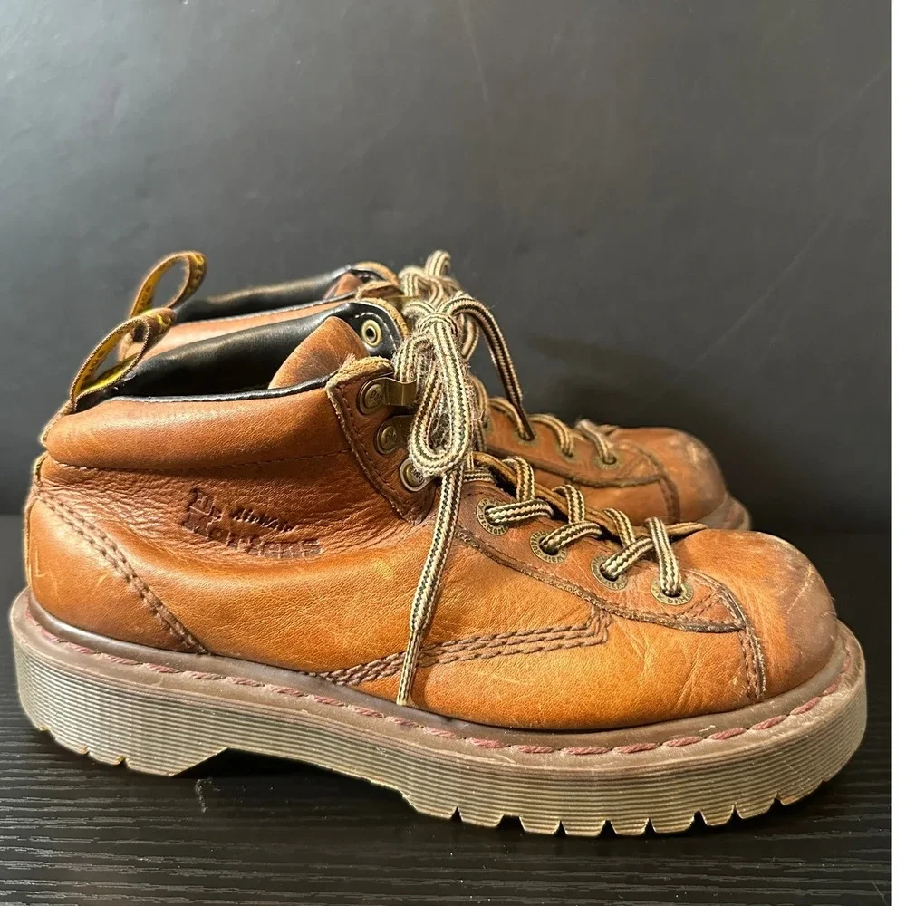 Dr. Martens 8287 Tan Leather Chunky Ankle Boots Mens 6 Womens 7 Vintage Lug Sole